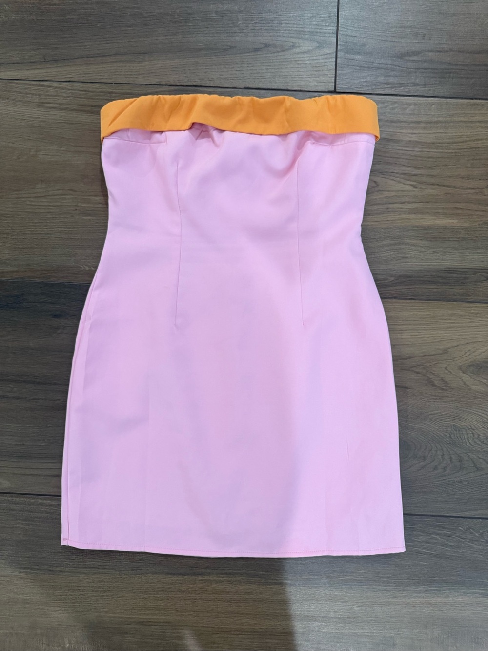 Princess Polly Strapless Pink Dress with Orange Trim